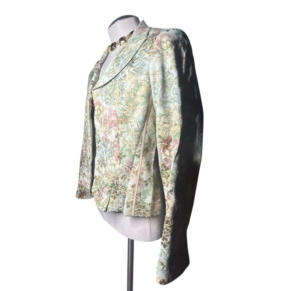 Larry Levine Women's Size 14 2pc Blazer Skirt Career Set Jacquard Work Lined - Picture 10 of 16